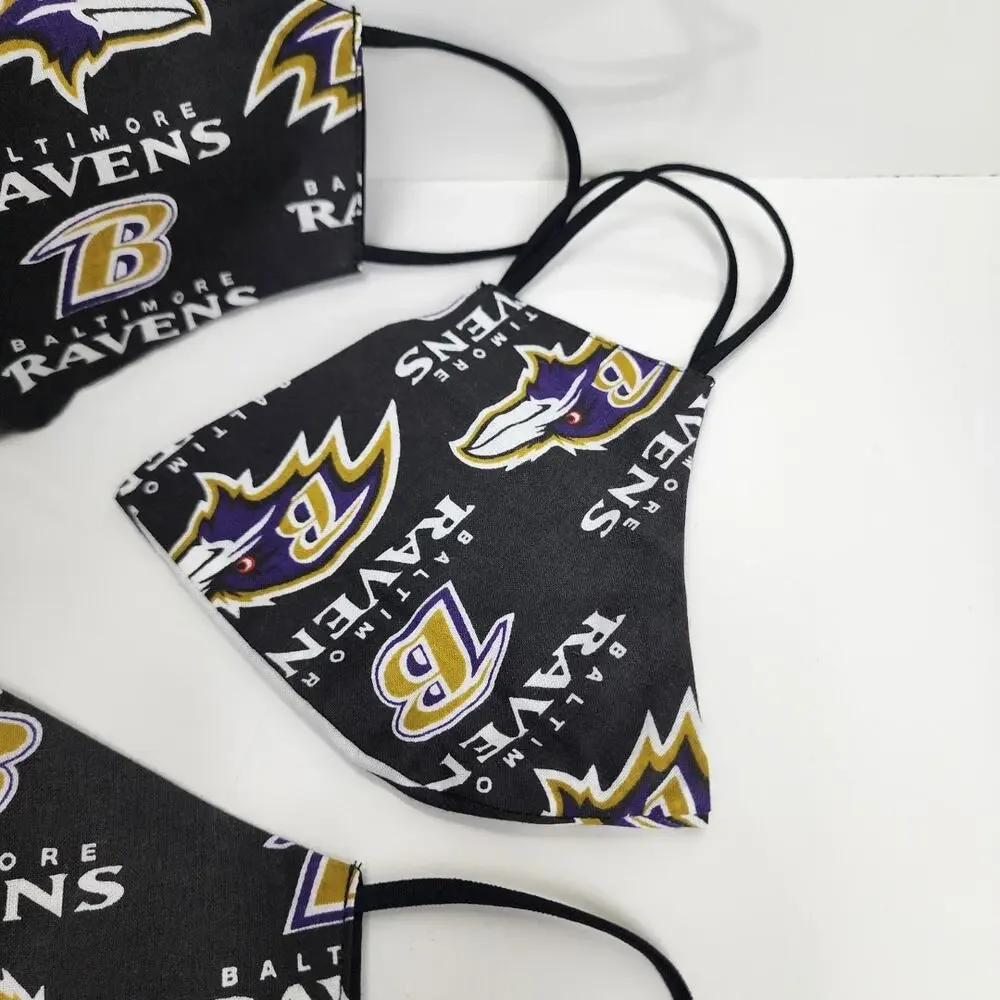 NFL Baltimore Ravens Logo Face Mask Black, Gold, Purple & White Large Size 4 Pk